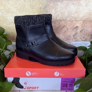 NEW JSport Women’s Knit Cuff Memory Foam Comfort Ankle Black Zip Boots, Size 11M